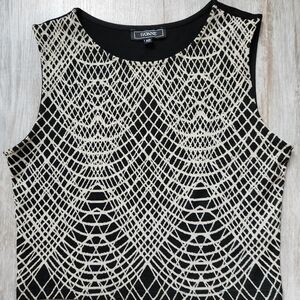 Ivonne Black & Beige Geometric Print Wool Blend Sleeveless Crop Top Sz 10